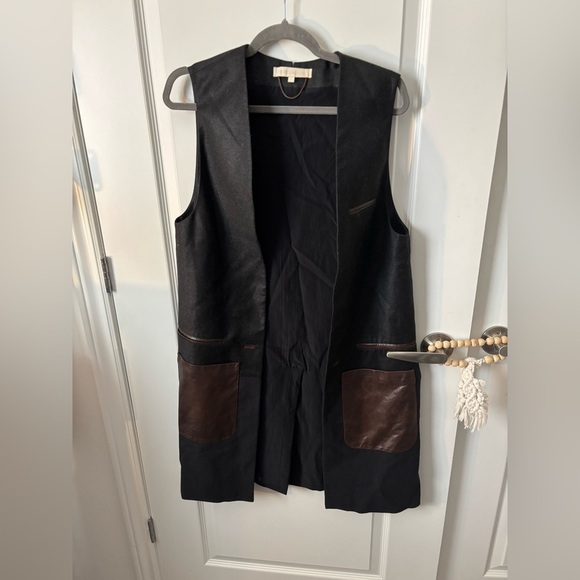 Vanessa Bruno | 100% Wool & Lambskin Mixed Media Longline Vest | Size 36 - Picture 2 of 8